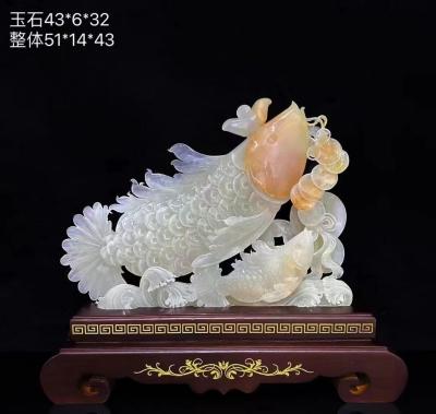 China Home Decoration Jade Stone Carving Natural Customized Fish Stone Status Sculpture for sale