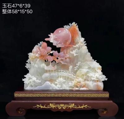 China Pure Hand Carved Jade Beautiful Customized Landscape Stone Handicraft for sale