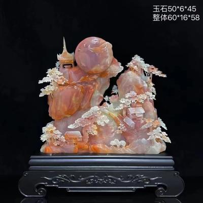 China Pure Hand Jade Art Carvings Customized Landscape Stone Arts And Crafts for sale
