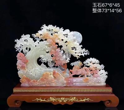 China Beautiful Pure Hand Carved Jade Customized Landscaping Stone Status Sculpture for sale