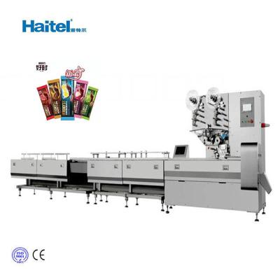 China Multi-servo feed processing machine Horizontal chocolate Candy Bar flow Packing Machine for sale
