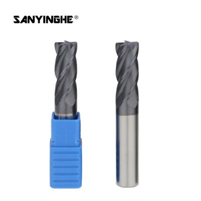 China HRC55 Cnc End Mills Ball Nose 4 Flutes End Mill Solid Tungsten Carbide Milling Cutting Tool for sale