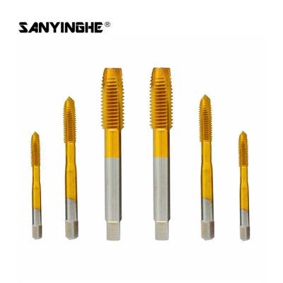 China Titanium Plated Thread Tapping Tool Golden Fine Thread Spiral Taps for sale