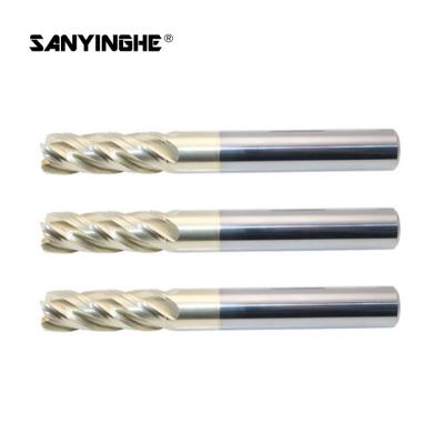 China Hrc63 CNC Solid Carbide End Mills R1.0 10mm 12mm 4 Flute Corner Radius Cutting Tool for sale