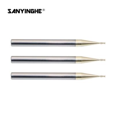 China 2 Flute CNC Carbide End Mill Bit  D1mm D2.5mm HRC63 Micro Square Cutting Tool for sale