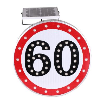 China Round Flashing Epistar 60cm Solar Powered Street Signs Circular for sale