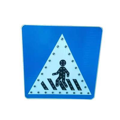 China Aluminum Blue 1000 Meters 5mm LED Solar Pedestrian Crossing Sign for sale