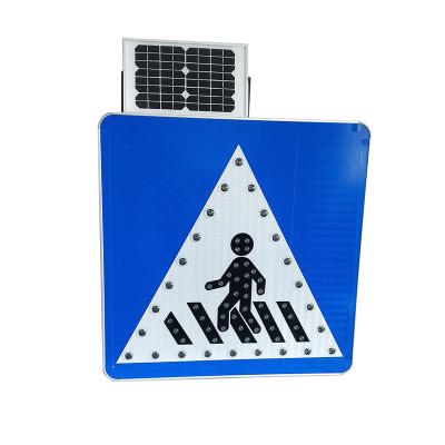 China Good Visible CE 600mm Solar Pedestrian Crossing Sign , Zebra Crossing Ahead Sign for sale