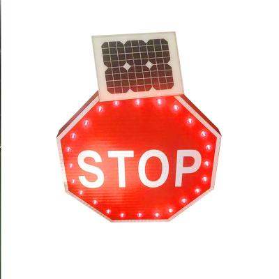 China Octagon Solar Powered Street Signs Aluminum 6.6AH Traffic Led Warning Signs for sale