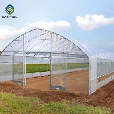 China 10m Agricultural Gothic Arch High Tunnel Reinforced Prefabricated Plastic Film for sale
