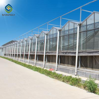 China Layer Commercial Garden Clear 12m Flower PC Sheet Greenhouse for sale