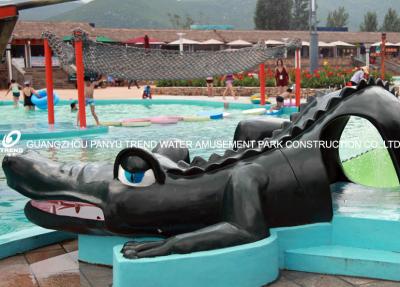 China Small Fiberglass Water Pool Slides For Kids , Water Park Equipment Crocodile Slide for sale