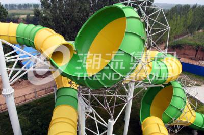 China Galvanized Carbon Steel / Fiberglass Structure Tantrum Valley Water Slides For Family Games for sale