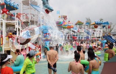 China Equipos de encargo del parque del agua de la fibra de vidrio, patio de la casa del agua de Gaint en venta