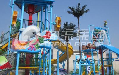 China Interactive Aqua Park Games Water House For Fun Theme Park / Fiberglass Slides for sale