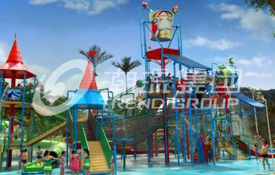 China Big Water House Water Park Game Steel Aquatic Play Structures For Amusement Park for sale