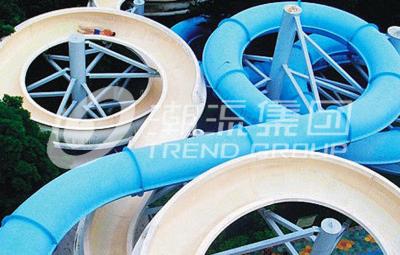 China Lustiges FPR-Wasserrutsche-Spiel-Doppeltes offen und nahe Dias des kalten Wassers für Wasser-Park zu verkaufen