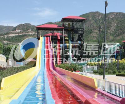 China OEM Big Rainbow Water Slides Four / Six Lanes For Water Park for sale