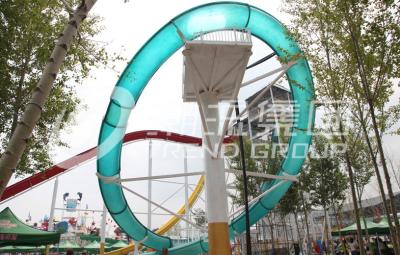 China Aqua Park Equipment Fiberglass Pool Slide With Galvanized Carbon Steel Frame for Outdoor / Indoor Water Park for sale