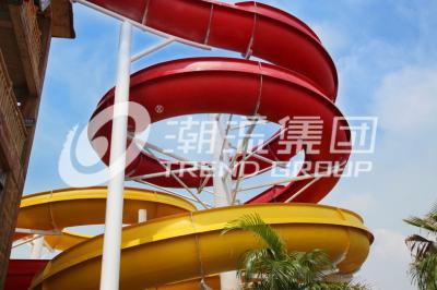China Outdoor Fiberglass Water Slides Custom FRP Spiral Red Water Slides CE for sale