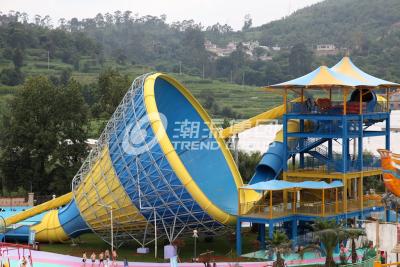 China Aqua Park Equipment , Colorful Fiberglass Water Slide for Giant Aqua Park / customized Water park Slide for sale