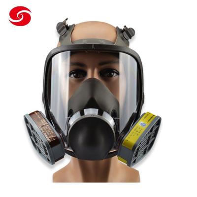 China Police Black Full Glasses Full Face Double Air Filter Gas Mask for sale