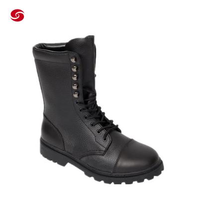 China Full Black Leather Police Army Boots Footwear Man Shoes for sale
