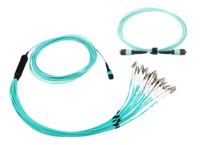 China OM3 Breakout LC QSFP Fiber Optic Cable Assemblies 24 Core for sale