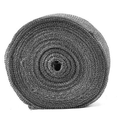 China Double Filament Knitted Wire Mesh Shielding 0.1mm 0.15mm Knitted Wire Mesh Ring for sale