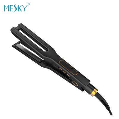 China Titanium Flat Iron 4 PTC Heaters LED Digital Hair Straightener Double Effect Pro Fast Electric for sale