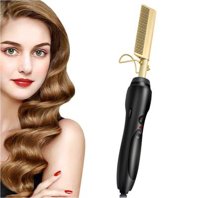 China Gold Plated 410F 45w Heated Styling Comb Titanium Straightening Comb for sale