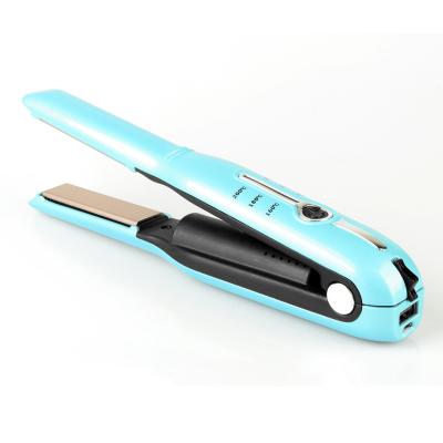 China Blue Compact 110-220V Cordless Travel Hair Straighteners 60W Tail Design for sale