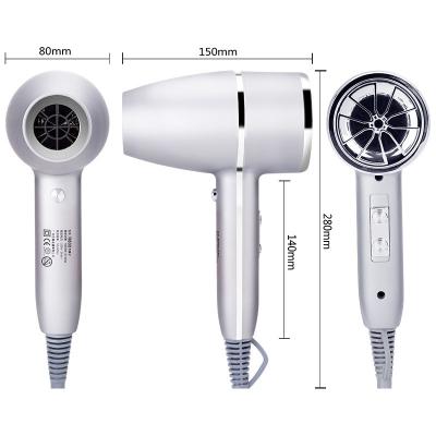 China 1400W DC Hair Dryer Negative Ions Small Size 2m Cord With 3 Nozzle for sale