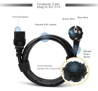 China Cabo de extensão eletrônico da tomada da UE do cabo distribuidor de corrente HO55VV-F da máquina C13 C14 à venda