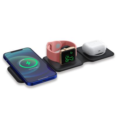China Magnetic Foldable Fast Wireless Charging Pad 3 In 1 15W 10W 7.5W 5W for sale
