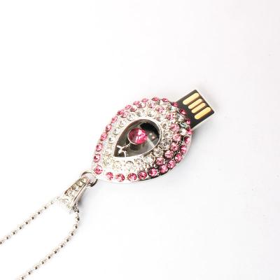 China Heart Shaped Water Drop Necklace Crystal Usb Stick With Chips Hidden Inside for sale