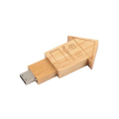 China Custom Logo House shaped Wooden Usb Flash Drive with Natural Wood for Business Gifts en venta