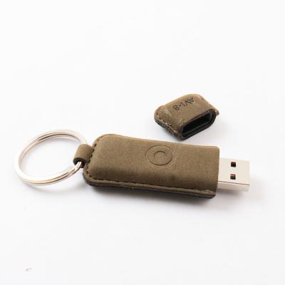 China Graded A Full Memory Leather USB Flash Drive With Custom Logo Printing en venta