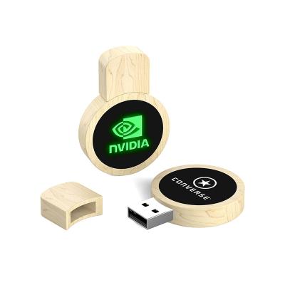 China LED Engraving Logo Wooden USB Flash Drive USB2.0/3.0 Interface Type Natural Wood for sale