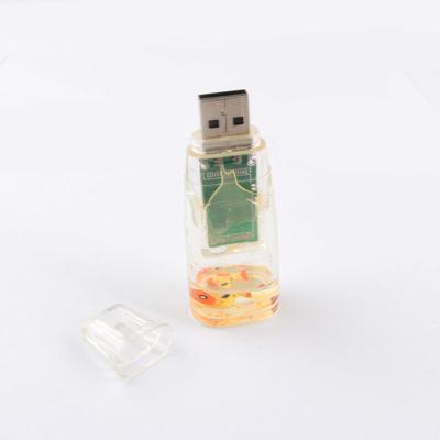 China Plástico líquido USB flash drive nosso lado plástico dentro de pato pode personalizado feito à venda