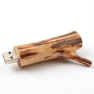 China Tree Root Shapes Wooden USB Flash Drive 256GB Embossing Logo for sale