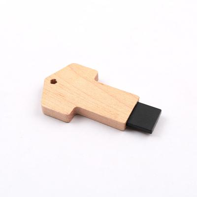 China Maple Wooden USB Flash Drive Key Shaped Fast Reading 64GB 128GB 256GB for sale