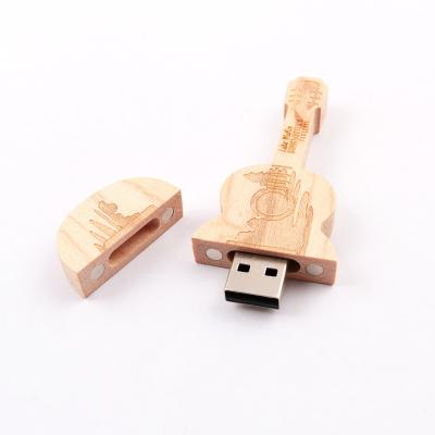China 15MB/S 32GB 128GB Wooden Flash Drive Guitar Shape Memory I Fast Speed for sale