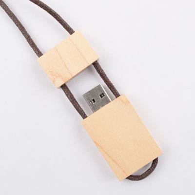 China 16GB 32GB 64GB Maple Wooden USB Flash Drive With Rope USB 3.0 Fast Speed en venta