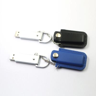 China Embossing Logo Leather Flash Drive 128GB 32GB High Capacity Memory Stick for sale