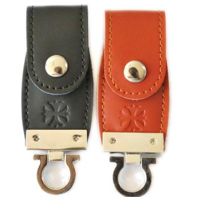 China High Speed Leather USB Flash Drive 2.0 3.0 Full Memory 128GB 256GB Embossing Logo for sale