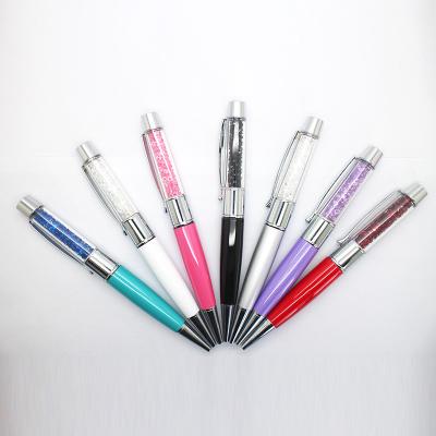 China Shiny Crystal Can Writing Pen Usb Transparent Container Metal UDP Flash Chip for sale