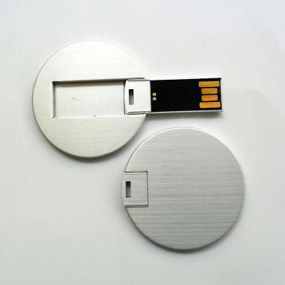 China Metal Mini Round Credit Card USB Sticks UDP flash 2.0 FCC approved for sale
