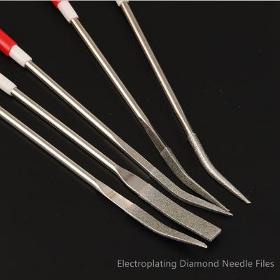 China Oppoetsend Gegalvaniseerd Diamond Tools, Bended Diamond Needle File Set Te koop