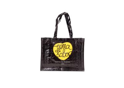 China Black Foldable Non Woven Shopping Bags Eco Friendly With Bopp Plastic Woven Fabric for sale